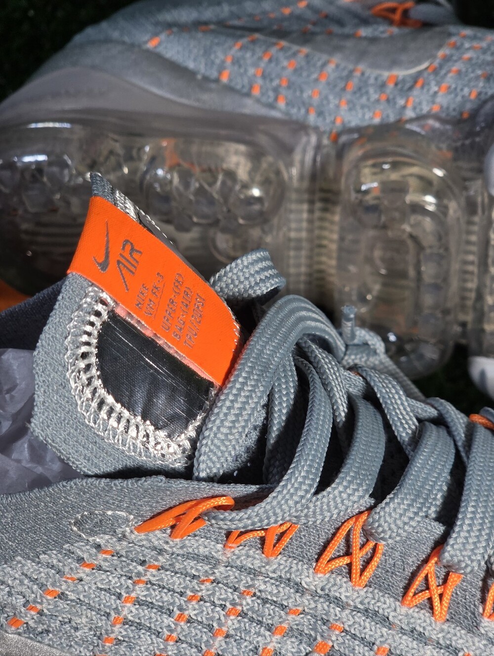 Nike Aviator Grey Orange Knit Sneakers Vapormax Men Size 7 - Picture 7 of 9